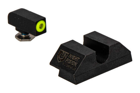Night Fision Perfect Dot Night Sight Set with U-notch, Yellow front and Blank rear ring for standard Glock handguns.